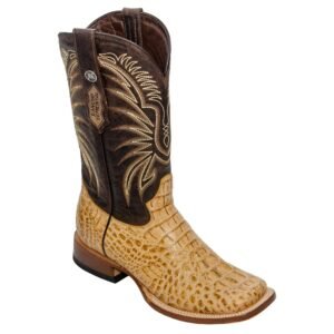 Caiman Hornback Print Orix / Brown Top Triple Stitc