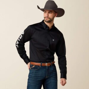 Ariat Men's Team Logo Twill Fitted Shirt Black/White