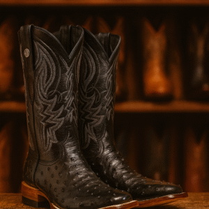 TANNER MARK MEN'S EXOTIC LEATHER Python Matte Black Cowboy Boots With Hybrid Sole