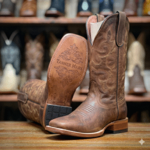 Tanner Mark Women’s Classic Brown Cowgirl Boots – Square Toe Western Boots